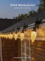 C9 Christmas Lights Outdoor, 66 FT 100 LED Connectable C9 String Lights with 8 Modes and Timer Extendable Xmas Tree Patio Roofline Garden Yard Holiday Party Indoor Outdoor Decoration, Warm White
