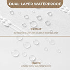downluxe Linen Texture 3 in 1 Farmhouse Shower Curtain Set with Tassel, Boho Fabric Shower Curtains for Bathroom, White, 72W x 72L