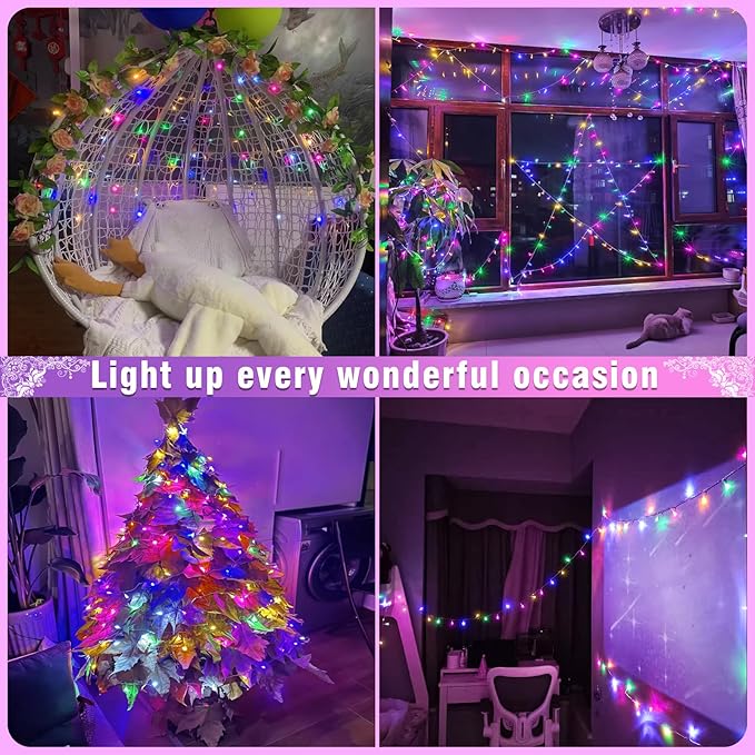 100FT 300 LED Christmas Lights Outdoor, Plug in Christmas String Lights Indoor, Waterproof & 8 Modes & Timer Function, Connectable Fairy Twinkle Light for Bedroom Wedding Decor, Pastel Multicolor