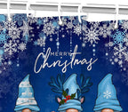 Blue Christmas Shower Curtain, Cute Christmas Gnome Shower Curtain Set, Winter Snowflakes Snow Xmas Shower Curtain Holiday Bathroom Decor, Durable Fabric Machine Washable with Hooks, 72 x 72 Inches