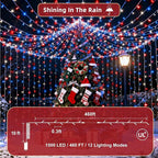 470FT Christmas Lights Outdoor, 1500 LED Christmas Tree Decoration Lights with 12 Modes & Timer Memory, Dimmable Plug In Waterproof LED Xmas Light for Yard Wedding Party Holiday Red White & Blue