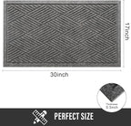 Sturdy Front Door Mat, Absorbent Muddy Dirt Resist Welcome Door Mats Outdoor Indoor, Stain and Fade Resistant, Non-Slip Rubber Backing Low Profile Doormat for Entryway, 30×17, Grey