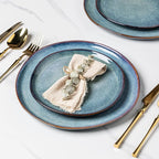 AmorArc Ceramic Dinner Plates Set of 6, 10.5 Inch Handmade Reactive Glaze Stoneware Plates, Rustic Shape Dinnerware Dish Set for Kitchen, Microwave & Dishwasher Safe, Scratch Resistant