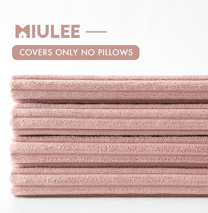 MIULEE Boho Farmhouse Throw Pillow Covers 18x18 Inch Set of 4 Mordern Nordic Cushion Covers Soft Corduroy Home Decor for Couch Bed Sofa Living Room Pink