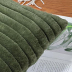 16x16 Throw Pillow Covers Set of 2, Decorative Faux Fur Covers for Bed, Couch Soft Fluffy Pillow Cover with Velvet Back for Living Room, Neutral Home Décor Accent for Sofa - Green