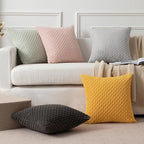 Kevin Textile Decorative Pillow Covers Soft Striped Velvet Throw Pillow Covers Set of 2 Cushion Cover for Chair 18 x 18 Inch Yellow