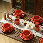 GZG 10.25-Inch Ceramic Dinner Plates Set of 4, Rustic Matte Glaze Terracotta Stoneware Plates for Main Course & Everyday Meals, Microwave & Dishwasher Safe(Terracotta Blush)