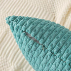 Kevin Textile Throw Pillow Covers Soft Corduroy Decorative Set of 2 Boho Striped Pillow Covers Pillowcases Farmhouse Home Decor for Couch Bed Sofa Living Room 24x24 Inch Aqua Green