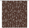 Brown Herbs Shower Curtain Boho Floral Retro Botanical Vintage Farmhouse Cute Leaves Plant Flowers Bathroom Curtain Set with Hooks(74.8" Wx70 H)