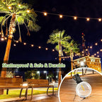 200FT（100FT*2） G40 Solar String Lights, Globe Outdoor String Lights with 72 E12 Waterproof LED Bulbs, 2700K Shatterproof Patio Lights, Solar Powered Hanging Lights