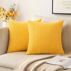 MIULEE Pack of 2 Golden Yellow Pillow Covers 18x18 Inch Soft Decorative Throw Pillow Covers Corduroy Pillowcases for Spring Sofa Bedroom Couch