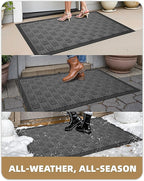 Color&Geometry Front Door Mat Outside Entrance, Heavy Duty Non Slip Low Profile Doormat for Entryway, Trap Dirt and Moisture Welcome Mats All-Weather, Easy Clean, Patio, Garage, 24"x36" Grey