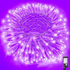 Vivideal 200 LED Halloween Lights Outdoor Waterproof 66ft Purple String Lights Clear Wire with 8 Modes Plug in Purple Christmas Light for Tree Party Halloween Decorations
