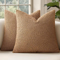 MIULEE 16x16 Inch Decorative Pillow Covers for Couch Bed Set of 2 Textured Boucle Neutral Winter Throw Pillows Brown Accent Solid Cushion Vintage Pillowcases Sofa Livingroom Home Decor