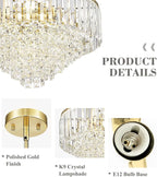 20'' Gold Crystal Chandelier,7-Tier Vintage Hanging lamp, Chandeliers for Dining Room Kitchen Island Bedroom Entryway, CC4215-7W-PG