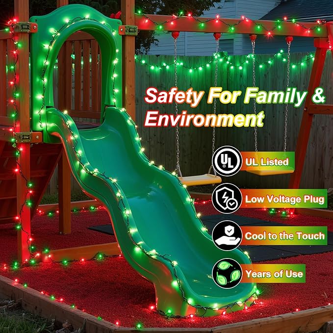 1500 LED 470FT Christmas String Lights Outdoor, 12 Pro Modes and Timer Memory & Brightness, Plug in Waterproof Dark Green Wire Twinkle Light for for Xmas Yard Tree Wedding Party Decor (Red & Green)