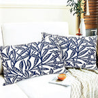 Decorative Throw Pillow Covers Set of 2 Blue Pillow Covers 12x20 inch Soft Short Plush Floral Throw Pillow Cases Square Farmhouse Outdoor Pillow Covers for Couch Sofa Bedroom Living Room