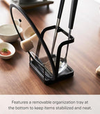 Yamazaki Home Tower Lid & Ladle Stand - Large, Kitchen Stand For Utensils, Lids, And Cookbooks, Heat-Resistant Kitchen Stand - Steel
