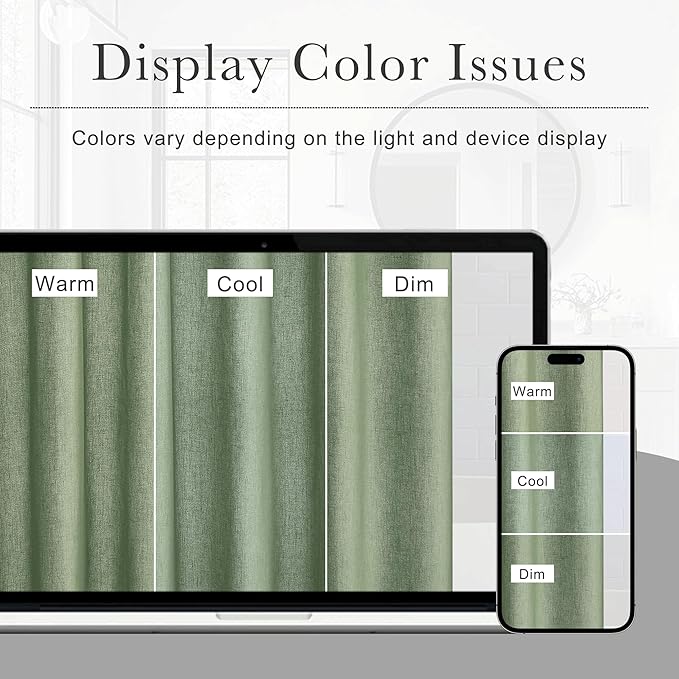 KGORGE Linen Fabric Shower Curtain-Button Hole Semi Sheer Lightweight Waterproof Thick Cloth Neutral Shower Curtains for Bathtub Bathroom, Forest Green, 72 x 72 inches Long, 12 Hooks Included, 1 Panel