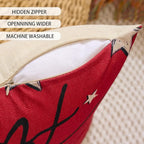 Patriotic Decor-Throw Pillow Covers 18x18 in Set of 4,4th of July Linen Pillow Case for Independence Day,Memorial Day,Veteran's Day,USA,American Summer Outdoor Red White Blue Decorations