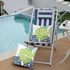 DFXSZ Green Blue Flower Pillow Covers 16x16 Inch Set of 2 White Gray Colored Throw Pillows Outdoor Waterproof Decor for Living Room Sofa Patio Funiture Garden Floral Polyester Pillow Covers 002K16
