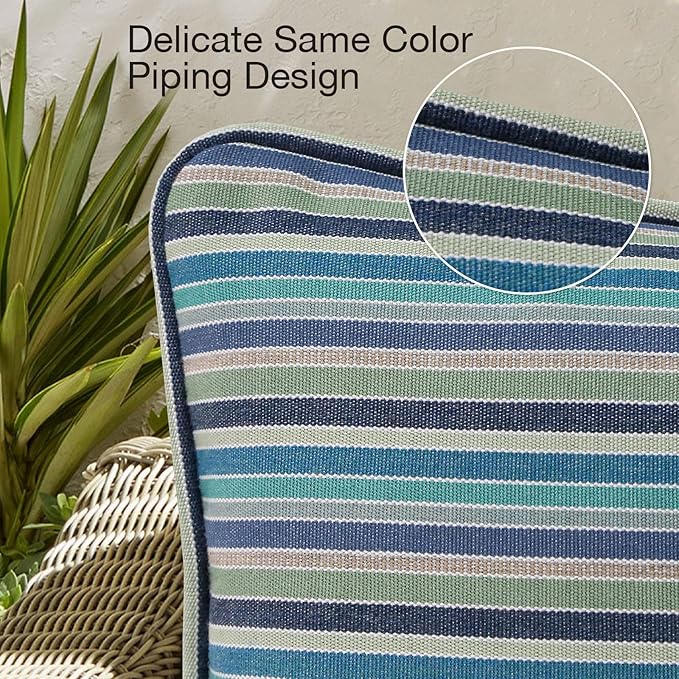 Sunbrella Decorative Outdoor Water Repellent Throw Pillows with Inserts, Set of 4, 18" x18" Pillows for Patio, Backyard, Bed, Couch, and Patio Furniture, Swell Turquoise