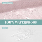 BlushPink No Hook Waffle Weave Shower Curtain with snap-in Liner Replacement, 230GSM Waterproof Fabric Hotel Shower Curtain Set for Bathroom, Through Mesh Top Window,71Wx77H