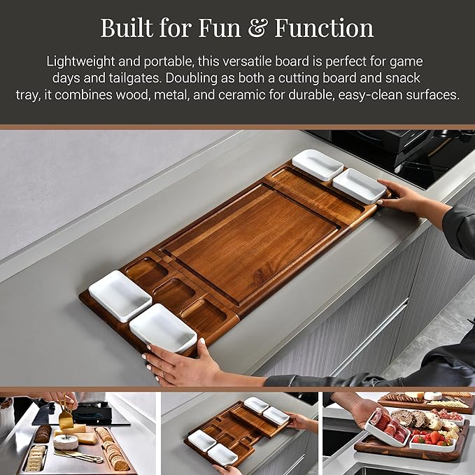 Shanik Premium Charcuterie Board - Magnetic Cheese and Meat Double-Sided Serving Tray and Cutting Board - Gift for Any Occasion Quality Assured Without Engraving