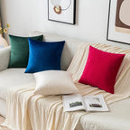 EMEMA Pack of 2 Velvet Throw Pillow Covers Decorative Square Pillowcase Soft Solid Cushion Case for Sofa Bedroom Chair Car 24x24 Inch Dark Blue