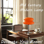Mushroom Lamp for Bedroom,Mid Century Modern Lamp for Nightstand, Dimmable Retro Egg Tart Bedside Small Lamps,Unique Home Mushroom Decor Aesthetic Cute Table Lamps for Living Room (Orange)