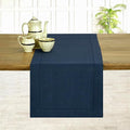D'Moksha Homes Linen Navy Blue Table Runner 120 Inches Long - 100% Pure Linen Hemstitch 14 x 120 Inch Table Runner for Dining, Fall, Autumn and Halloween - Classic Hemstitch