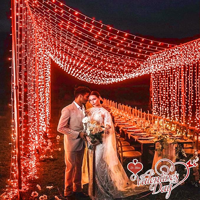 165FT 500 LED Christmas Lights, Plug in Christmas String Lights with Waterproof, 8 Modes Twinkle Fairy Lights for Xmas Garden Tree Holiday Decorations, Red