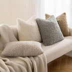 MIULEE Pack of 2 Throw Pillow Covers 18x18 Inch Neutral Gray Faux Fur Decorative Sherpa Pillow Covers Fuzzy Accent Soft Sheepskin Fleece Cushion Cases for Boho Home Decor Couch Living Room Bed