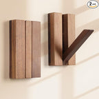 Foldable Wall Hooks 2Pack: Rustic Wooden Coat Hooks Mounted for Heavy Duty Hanging Hats Bags Beach Towels, Space Saving Minimalist Design for Aesthetic Homeowner