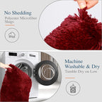 Walensee Bathroom Rug Non Slip Bath Mat (16 x 24, Red) - Water Absorbent Soft Microfiber Shaggy Mat, Machine Washable Thick Plush Rug for Shower