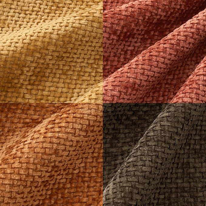 MIULEE Pack of 4 Fall Orange/Yellow Couch Throw Pillow Covers 18x18 Inch Halloween Soft Decorative Chenille Pillows Farmhouse Accent Cushions for Boho Home Decor Spring Sofa Bedroom Living Room
