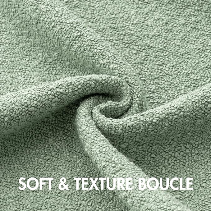 MIULEE Textured Boucle Throw Pillow Cover Greyish Green Accent Solid Lumbar Spring Pillow Case Decorative Soft Pack of 1 Couch Cushion Chair Sofa Bedroom Livingroom Home Decor,12x20 Inch