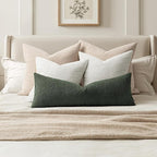MIULEE Textured Boucle Throw Pillow Cover Christmas Dark Green Accent Solid Lumbar Pillow Case Decorative Soft Pack of 1 Couch Cushion Chair Sofa Bedroom Livingroom Home Decor,36x14 Inch