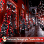 4 Pack 180FT Solar Christmas Lights Outdoor Waterproof, Super Bright 320 LED Solar String Lights with 8 Lighting Modes, Green Wire Twinkle Tree Light for Outside Xmas Party Decorations (Red and White)