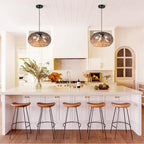 Large Glass Pendant Lighting, 14" Hammered Lampshade Hanging Lamp, 3-Light Matte Black Chandelier for Dining Living Room Kitchen Island (Smoked Grey Glass Shade, 14 Inches)