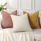 decorUhome Pink Chenille Throw Pillow Covers 16x16 Set of 2 Thick Textured Slubby Couch Pillow Covers Farmhouse Accent Modern Neutral Decorative Pillow Cases for Bed Sofa Living Room