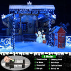 33ft 100 LED Christmas Lights Outdoor - 8 Modes Christmas String Lights Clear Wire with Time Memory, Waterproof Plug in Fairy String Lights for Indoor Outdoor Home Party Garden Decoration, Blue