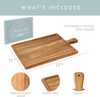 Charcuterie Board - Acacia Wood Cutting Board for Kitchen with Handle, Cheese Board for Vegetables, Bread, Fruits, Meat - Decorative Wooden Serving Tray House Warming Gift