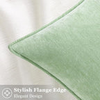decorUhome Couch Throw Pillow Covers 18x18 Set of 2, Decorative Soft Euro Neutral Chenille Pillow Covers with Elegant Design for Sofa Bed Living Room Home Decor, Sage Green
