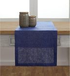 Solino Home Linen Chambray Navy Table Runner 108 Inches Long - Athena, 100% Pure Linen Dining Table Runner 14 x 108 Inch for Fall, Autumn, Thanksgiving, Christmas, Holiday