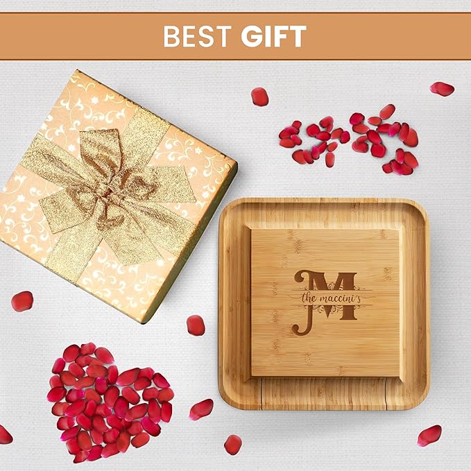 Personalized Charcuterie Board Gift Set - Custom Engraved Charcuterie Boards, Bamboo Cheese Board & Meat Platter - Wedding Gifts, Housewarming Gift for New Home, Anniversary, Birthday, Christmas Gifts