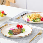 Bestone 12 Pieces Round Kitchen Dinnerware Sets，Plates and Bowls Sets,Dishes, Plates, Bowls, Dish Set, Chip Resistant Ceramic Dinnerware Set, Dishwasher/Microwave Safe,Service for 4,Pearl White