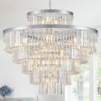 23 Lights Large Crystal Chandeliers 36" Modern Chrome Luxury Chandelier for Foyer Staircase Chandeliers 6 Tiers Round K9 Ceiling Pendant Lighting Fixture for Living Dining Room