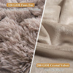 XeGe Soft Faux Fur Throw Pillow Covers, Luxury Fluffy Cushion Covers, Shaggy Plush Furry Pillow Cases, Fuzzy Decorative Pillow Covers Pack of 2 for Sofa Bed Couch Bedroom (18''x18'', Khaki)