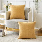 MIULEE Pack of 2 Couch Throw Pillow Covers 18x18 Inch Soft Gold Chenille Pillow Covers for Sofa Living Room Solid Dyed Pillow Cases